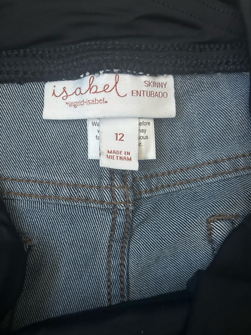 Ingrid & Isabel Blue Maternity Skinny Jeans with Black Waist Panel - Picture 3 of 3